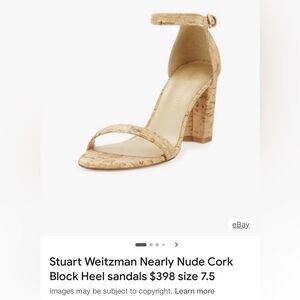 Stuart Weitzman Tan Block Cork Heel Sandals NWOT 7